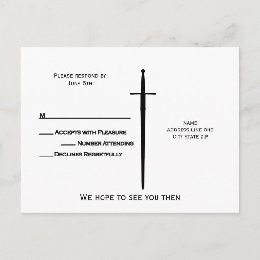 Moderne Simple Dragon Medieval Geek RSVP-kaart Uitnodiging Briefkaart (Achterkant)