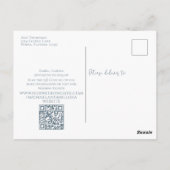 Moderne Simple Dusty Blue Floral Photo QR Code Briefkaart (Achterkant)
