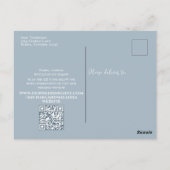 Moderne Simple Dusty Blue Floral Photo QR Code Briefkaart (Achterkant)