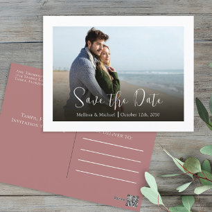 Moderne Simple Dusty Roos Elegant 3 Photo Budget P Briefkaart