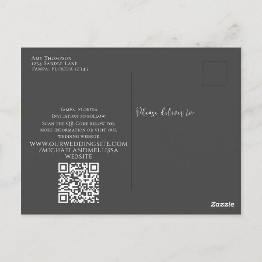 Moderne Simple Dusty Roos Floral Photo QR Code Briefkaart (Achterkant)
