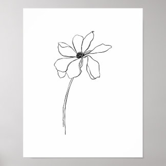 Moderne Simple Flowers Line Art Poster