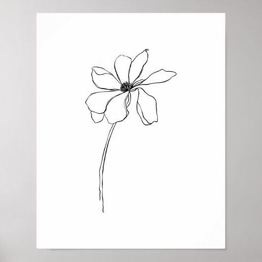 Moderne Simple Flowers Line Art Poster (Voorkant)