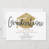Moderne Simple Gold Pet Graduation Party Kaart (Voorkant)