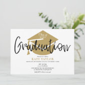 Moderne Simple Gold Pet Graduation Party Kaart (Staand voorkant)