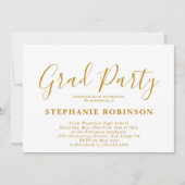 Moderne Simple Gold Script Graduation Party Kaart (Voorkant)