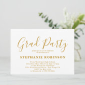 Moderne Simple Gold Script Graduation Party Kaart (Staand voorkant)