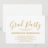 Moderne Simple Gold Script Graduation Party Kaart (Voorkant / Achterkant)