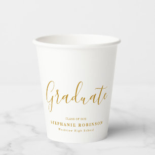 Moderne Simple Gold Script Graduation Party Papieren Bekers