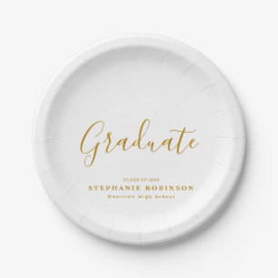 Moderne Simple Gold Script Graduation Party Papieren Bordje