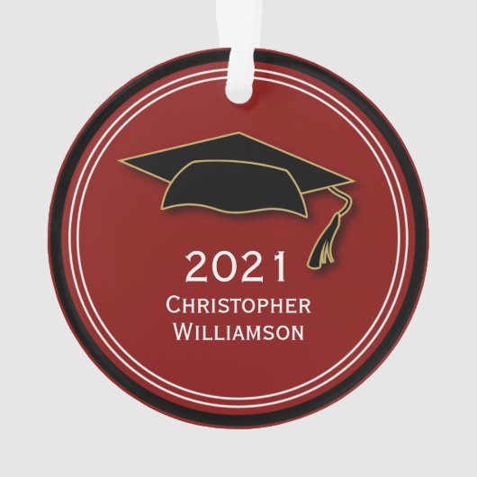 Moderne Simple Graduation Cap Class of 2021 Ornament (achterkant)