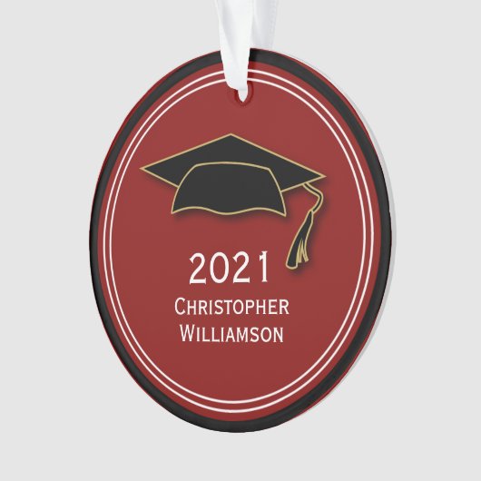 Moderne Simple Graduation Cap Class of 2021 Ornament (voorkant)