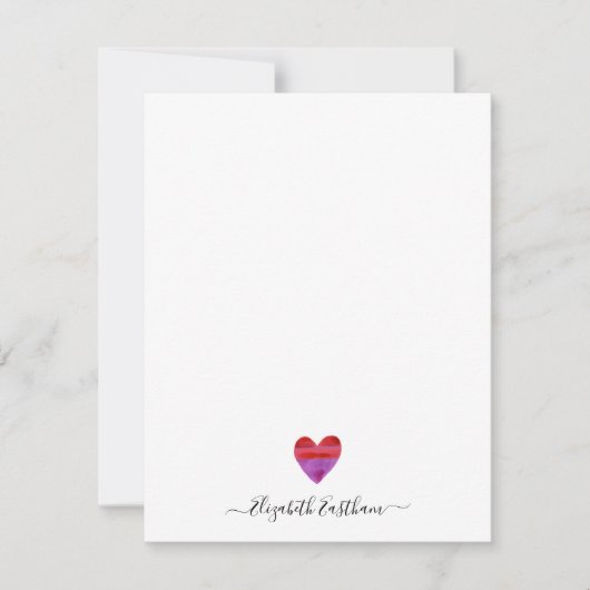 Moderne Simple Heart Script Note Card Notitiekaartje (Voorkant)