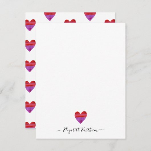 Moderne Simple Heart Script Note Card Notitiekaartje (Voorkant / Achterkant)