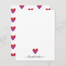 Moderne Simple Heart Script Note Card Notitiekaartje