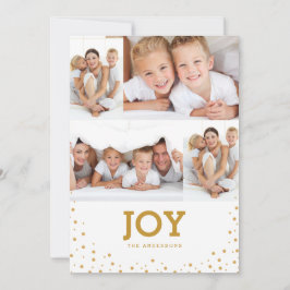 Moderne Simple Joy Holiday Photo Collage Card Feestdagenkaart