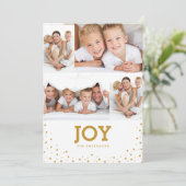 Moderne Simple Joy Holiday Photo Collage Card Feestdagenkaart (Staand voorkant)