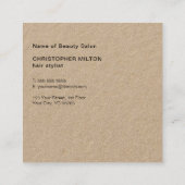 Moderne Simple Kraft Black Hair Stylist Vierkante Visitekaartje (Achterkant)