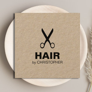Moderne Simple Kraft Black Hair Stylist Vierkante Visitekaartje