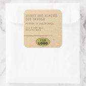 Moderne Simple Kraft Paper Beige Logo Sjabloon Vierkante Sticker (Tas)