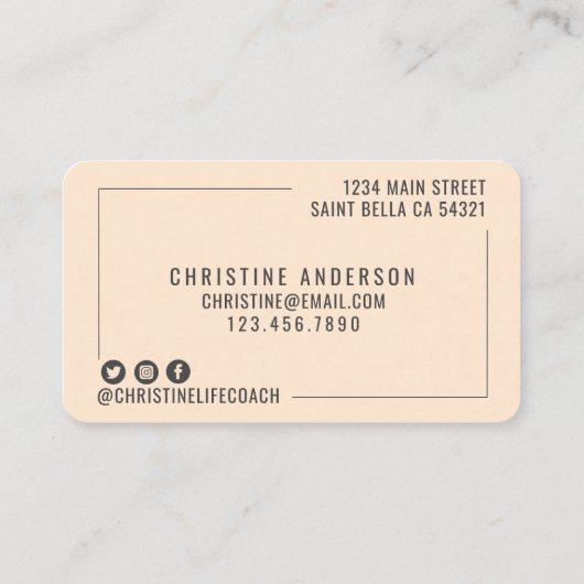 Moderne Simple Life Coach Personal Trainer | Grijs Visitekaartje (Achterkant)