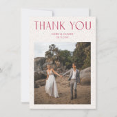 Moderne Simple Magenta Photo Weddenschap Hartelijk Bedankkaart (Voorkant)