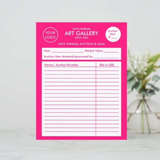 Moderne Simple Magenta voegt Logo toe | Veilingbod (Staand voorkant)