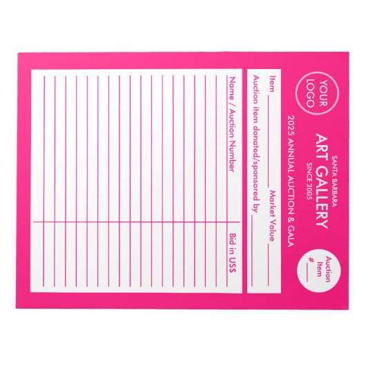 Moderne Simple Magenta voegt Logo toe | Veilingpla Notitieblok (Voorkant)