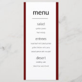 Moderne Simple Maroon and White Wedding Menu Card (Voorkant)