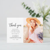 Moderne Simple Minimalist Chic Memorial Foto Bedankkaart (Staand voorkant)