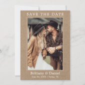 Moderne Simple Minimalist Couple Photo Kraft Save The Date (Voorkant)