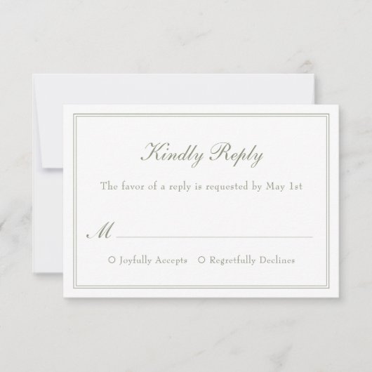 Moderne Simple Minimalist Elegant Wedding RSVP-kaa RSVP Kaartje (Voorkant)