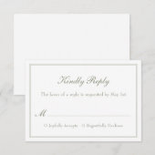 Moderne Simple Minimalist Elegant Wedding RSVP-kaa RSVP Kaartje (Voorkant / Achterkant)