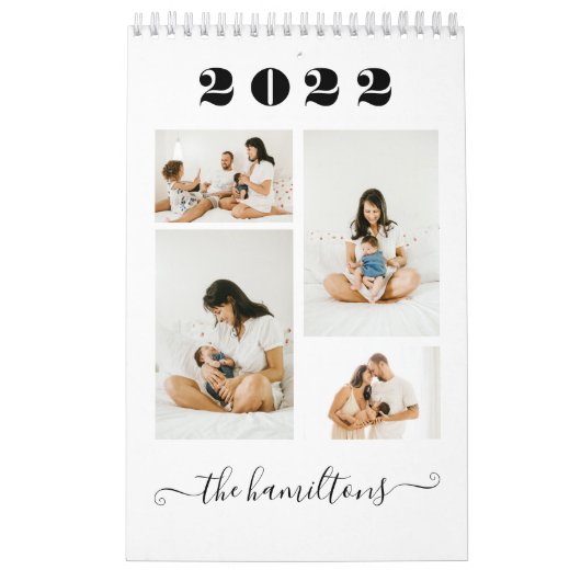 Moderne Simple Minimalist Family Photo Nieuwjaar Kalender (Hoes)