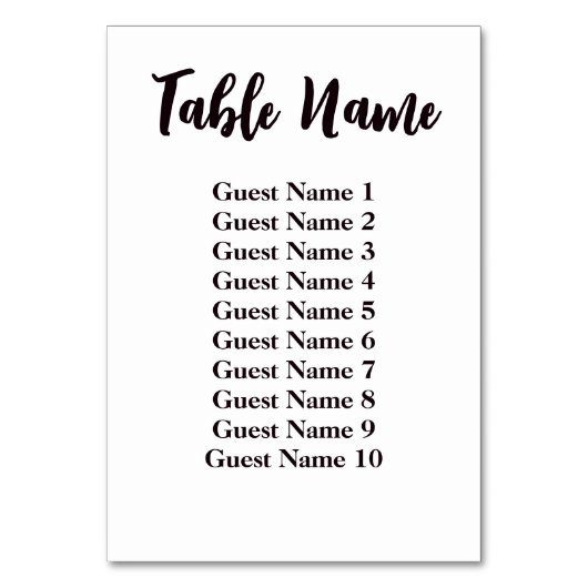 Moderne Simple Minimalist Wedding Table Name Kaart (Voorkant)