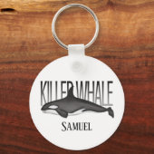 Moderne Simple Ocean Killer Whale Typografie Sleutelhanger (Voorkant)