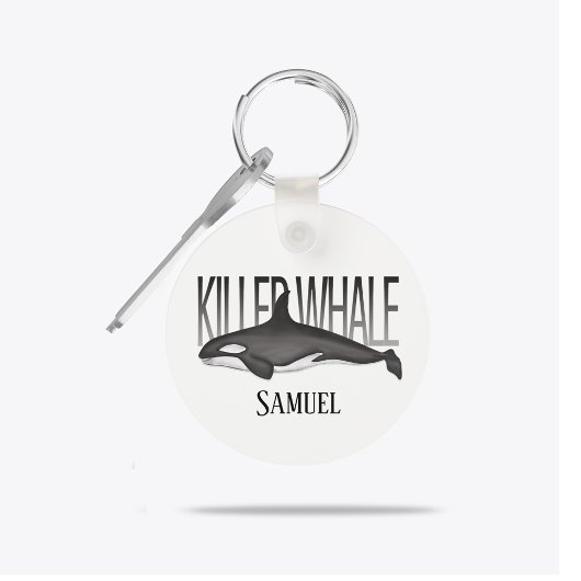 Moderne Simple Ocean Killer Whale Typografie Sleutelhanger