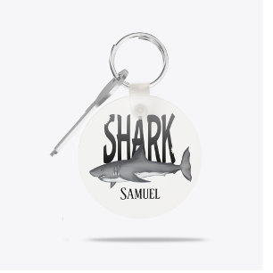 Moderne Simple Ocean Shark Bite Typografie Sleutelhanger