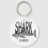 Moderne Simple Ocean Shark Bite Typografie Sleutelhanger (Voorkant)