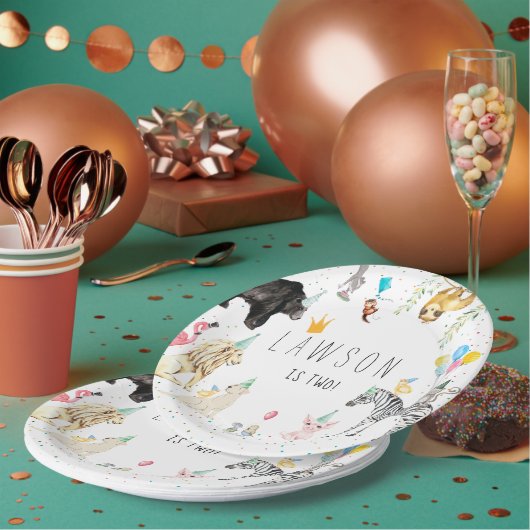 Moderne Simple Party Animal Waterverf Paper-Bord Papieren Bordje (Multi)