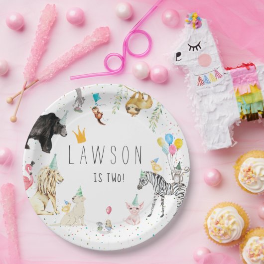 Moderne Simple Party Animal Waterverf Paper-Bord Papieren Bordje (Feest)