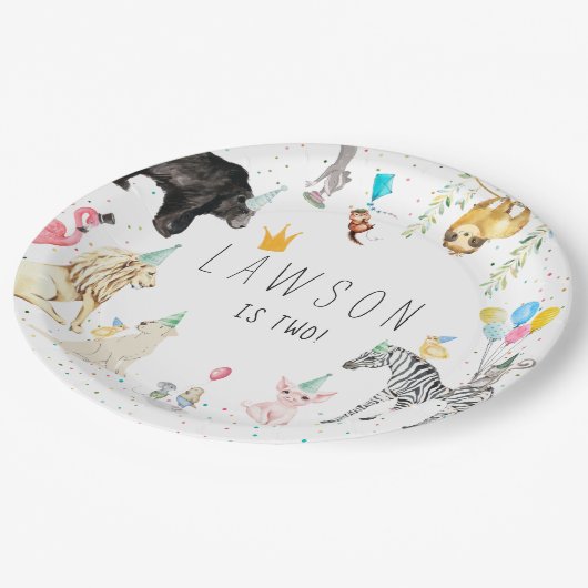 Moderne Simple Party Animal Waterverf Paper-Bord Papieren Bordje (Gekanteld)