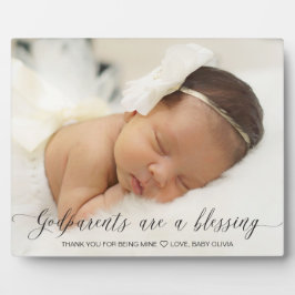 Moderne Simple Photo Baptisme Gift for Godouders Fotoplaat