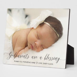 Moderne Simple Photo Baptisme Gift for Godouders Fotoplaat