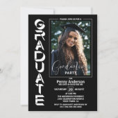 Moderne Simple Photo Black Graduation Party Kaart (Voorkant)