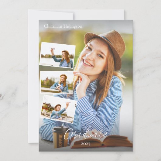 Moderne Simple Photo Collage Afstuderen Kaart (Voorkant)