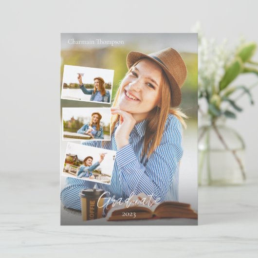 Moderne Simple Photo Collage Afstuderen Kaart (Staand voorkant)