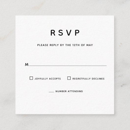 Moderne Simple Photo Wedding RSVP Enclosure Kaart (Achterkant)