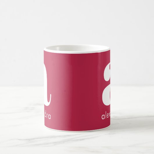 Moderne Simple Pink Monogram Initiaal Letter-naam Koffiemok (Center)