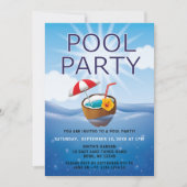 Moderne Simple Pool Party Kaart (Voorkant)